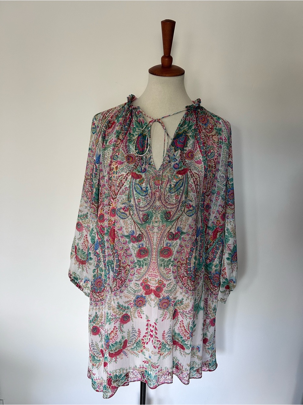 NWT Zara Floral Multicolor Boho mini Dress with Pink Lining